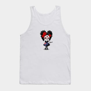 Sugar Skull Girl Playing Australian Flag Guitar Tank Top